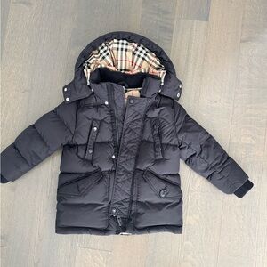 Burberry Black Hooded Puffer Jacket, Boy Size 104